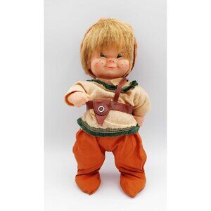 Vintage 1960s Regal Toys Canada Freckle Face 12" Baby Boy Doll Davy Crockett